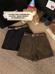 กางเกงขายาวทรงตรงผ้าขนสัตว์หนาสำหรับผู้หญิงไซส์ใหญ่ ฤดูใบไม้ผลิและฤดูใบไม้ร่วง กางเกงขายาวทรงหลวม กางเกงขายาวทรงขากว้าง กางเกงขายาวทรงสั้น