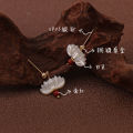 Initial Lotus Unique Sensation Earrings South Red National Style Abalone Red Color  out Original Design Handmade Silver Jewelry for Women. 