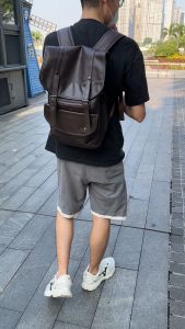2025 Korean Fashion Leather Large Capacity Backpack For Men Retro Business Waterproof PU Leather