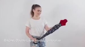 Double Layer Innovative Inverted Umbrella Inverted C Handle Umbrella Windproof UV Protection UFORU