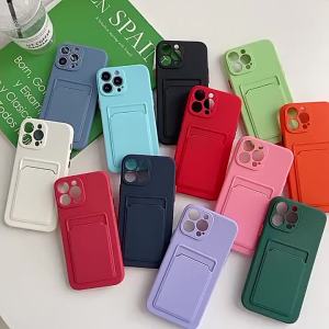 Luxury Soft Silicone Wallet Card Holder Phone Case for iPhone 17 Air 16 E 15 14 Plus 13 12 Mini 11 Pro Max Slot Bag Back Cover