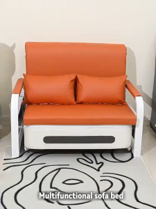 Foldable Dual-Purpose Sofa Bed Single Double Living Room Small Apartment Balcony Multi-Functional Retractable Bed Storage Solid Wood Bed