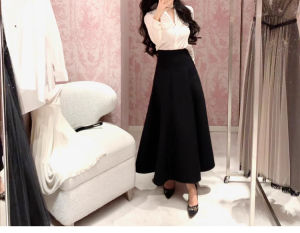 Loose Long Sleeve V-Neck White Shirt Commute Set with Half Skirt Elegant Feel Fashionable Womens Ensemble Chinese Production