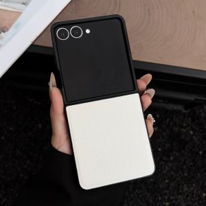 szhaiyu | Luxury Lychee Pattern Leather Phone Case for Samsung Galaxy Z Flip 8 7 6 5 4 3 5G Shockproof Soft Cover for ZFlip8 ZFlip7FE