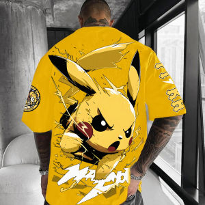Crew Neck T-shirt Pokemon Graphic Tee Pure Cotton T-shirt with Elastic Fit Perfect for Casual Wear & Gym Comfortable&Stylish