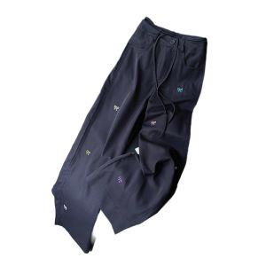 PAIBOLI | Plus Size Straight Leg Wide Leg Pants Black Workwear Cute Belted Design Casual Pants High Waist Long Trousers Summer Season
