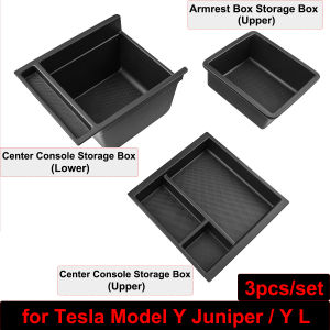 for Tesla Model Y L 2026 Accessories Center Console Storage Box Armrest Box Organizer Tray ModelY Juniper 2025 TPE Central Box