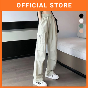 Women Cargo Pants Wide Leg High Waist Baggy Streetwear Casual Seluar Panjang Perempuan 女生阔腿裤