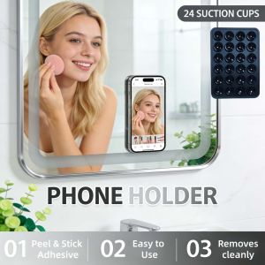 Silicone Suction Cup Phone Holder Strong Adhesive Reusable Hands Free Stand Car Kitchen Gym Makeup Mirror Universal Phone Holder