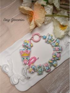 🇲🇾[Malaysia]Ready Stock Cute DIY Cell Phone Decorative Bow Beaded Wrist Chain Hanging Rope - Universal Smartphone Anti-lost Short Lanyard Pendant Molly Pop Mart