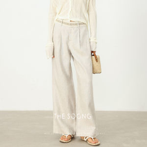 Natural Linen Casual Pants Womens mid Waist Cool Feeling Fashionable Straight Leg Pants Comfortable Fit Spring Season