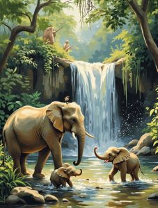 Kayou | 500/1000/1200/2000PCS Puzzles for Jungle Elephant Waterfall Scenery Jigsaw Puzzles Brain Challenge Game Gift Home Decor
