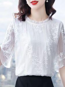 Ladies Summer Fashionable Thin Chiffon Shirt Short Sleeve Beautiful Sun Protection Sleeve Covers Youth Pure Color White Shirt