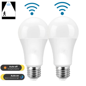 2PCS Radar Sensor LED Bulb 220V E27 12W Intelligent Ultra-Bright Energy-Saving For Indoor Stair Warehouse