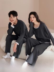 MiiOW | Bộ đồ ngủ cotton dài tay mùa xuân hè cho cặp đôi MiiOW Cat Person Bộ đồ ngủ cotton nguyên chất thoải mái cho nam và nữ