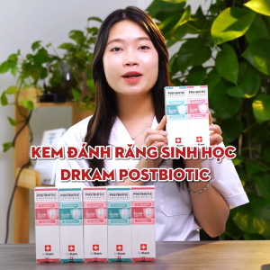 Kem đánh răng sinh học DrKam Postbiotic 110g  Cân bằng hệ vi sinh dịu nhẹ cho răng nhạy cảm trắng răng tự nhiên