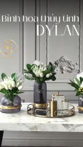 Set 3 Bình Hoa Dylan Thủy Tinh Cao Cấp Decor Phòng Khách Bàn Tiệc Sang Trọng Hiện Đại Phong Cách Châu Âu