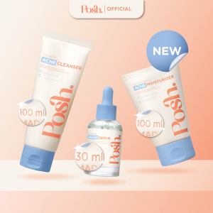 Posh Skincare Acne Set 3 - Facial Cleanser 100ml Serum 30ml Moisturizer 100ml