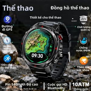 Đồng Hồ Thông Minh GPS Quân Sự Thế Hệ Mới 2026 Màn Hình AMOLED HD 1.46 Inch Chống Nước Theo Dõi Thể Thao Ngoài Trời Tích Hợp 6 Tần Số Vệ Tinh