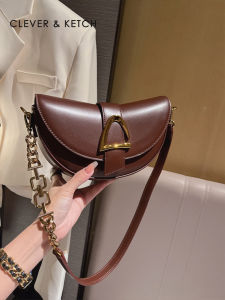 Fashionable Versatile Womens Saddle Bag Commuter Shoulder Bag Underarm Bag American Retro Style PU Leather Small Size