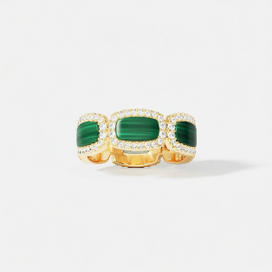 Golden Green Malachite Ring
