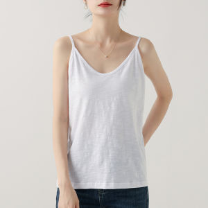 MOCHU | New Lightweight Breathable White Summer Cotton Spaghetti Strap Camisole
