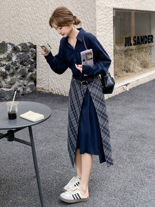 XUECAIQI | Vintage Stylish Piecework Waist-slimming Shirt Dress