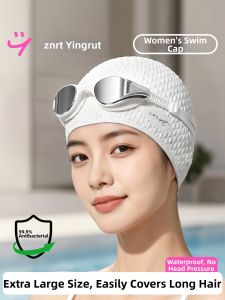 INRT | Non-Pressure Long Hair Enlarged Waterproof Ear Protection High Appearance Swim Cap
