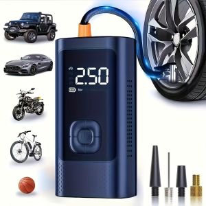 Inflatable Pump Portable 2 power supply modes and 4 preset air pressures Digital Display Car Motorcycle Tire With USB output