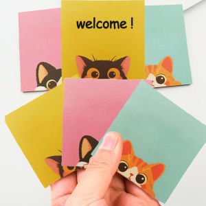 50sheets Cartoon Cat Sticky Notes Cute Cat Memo Pads Self Adhesive Notepads for Students Office Supplies Planner Decoration