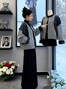 XUECAIQI | Casual Lazy Chic Tweed Cape Winter Set 2 Pieces