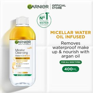 Garnier Oil Infused Micellar Water 400ml - Effectively Removes Waterproof Makeup and Impurities For All Skin Type