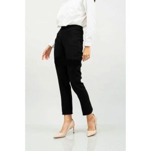 Celana Kantor Wanita Warna Hitam Premium Quality HIGHWAIST Resleting Dan Pinggang Karet Ada JUMBO 2L-5L