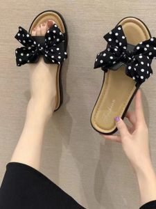 2025 New Womens Slippers Butterfly Knot Korean Style Trendy INS Student Outdoor Wear Soft Bottom Anti-Slip One-Strap Slippers