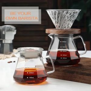 400ml 600ml Diamond Glass Coffee Sharing Pot Espresso Glass Carafe Coffee PotPour Over Coffee Filter Kettle Coffee Accessories