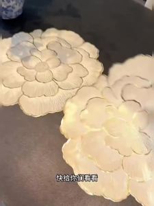 Creative Peony Placemat Nordic Style Gold Plated Home Coasters PVC Dinning Table Decorative Mat Anti Slip Waterproof Meal Mat