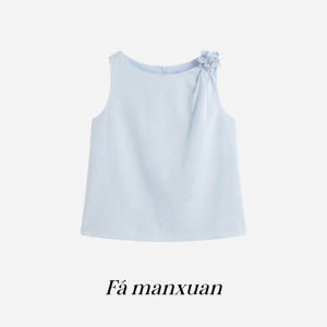 FAMANXUAN | Bộ Áo Blouse Tay Hở Kiểu Handmade Hoa Văn