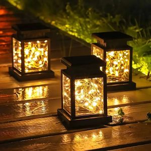 1pc Solar Star Copper Wire Palace Lantern Lamp Waterproof Outdoor Decorative Lights For Courtyard Garden Villa Terrace Courtyard