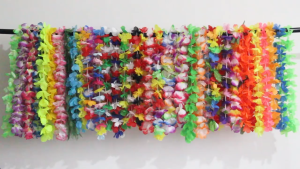 CANAMEK 4Pcs set Hawaiian Artificial Flowers Leis Necklace Garland Headband Wedding Birthday Beach Tropical Party Decoration