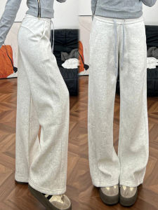 High Waist Loose Straight-leg Wide-leg Fitness Pants White_gray Sporty Casual Trousers for Women Autumn New Arrivals