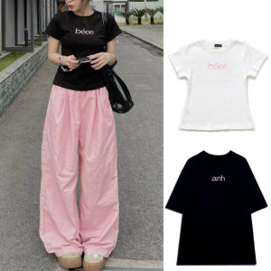 Áo Thun Cặp Baby Tee Thun Tay Lỡ Thêu Chữ Béee Anh Form Rộng 75kg Siêu Cá Tính Ulzzang - MM Hồng Nhi Store