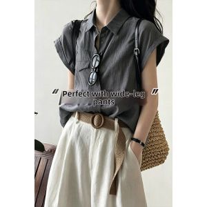 V.C.I | Relaxed Style Grey Linen Short Sleeve Shirt