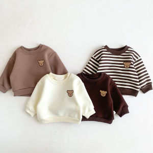 Childrens Winter Round Neck 4 Color Korean Style Sweatshirt Childrens Clothing Baby fleece-lined Boys and Girls Baby fleece-li