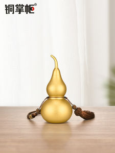 Bronze Gourd Ornament Hollow Open Design Living Room Decorative Accessories Yellow Bronze Home Decoration Lucky Gourd