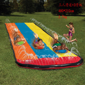 Three-Person Outdoor Water Spray Lawn Toy Waterslide Water Toy Kids Water Playing Equipment Lawn Water Park