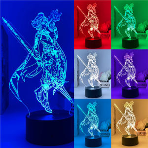 Genshin Impact 3D Led Night Light Game Anime Figure 7 Colors Yoimiya Lamp For Bedroom Illusion Desk Decor Kid Birthday Gift
