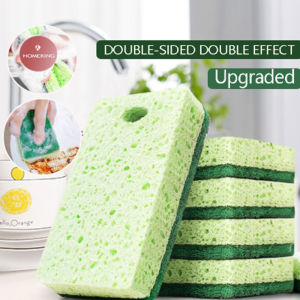 2Pcs French Native Wood Pulp Cotton Double-sided Cleaning Sponge Household Scouring Pad Kitchen Cloth Dish Kitchen Accessories