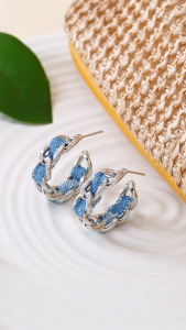 Bông tai nữ chuôi bạc 925 Eleanor Accessories khuyên tròn phụ kiện trang sức khuyên tai 10149
