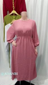 Gamis Busui Esti Bahan Crinkle Airflow Realpict LD 105 PJG 135 Sleting Depan