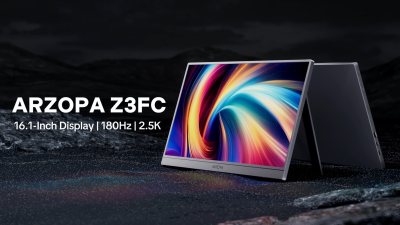 ARZOPA 16.1'' 180Hz Portable Monitor-Z3FC Gray, 107% sRGB 2.5K Kickstand Portable Monitor wi